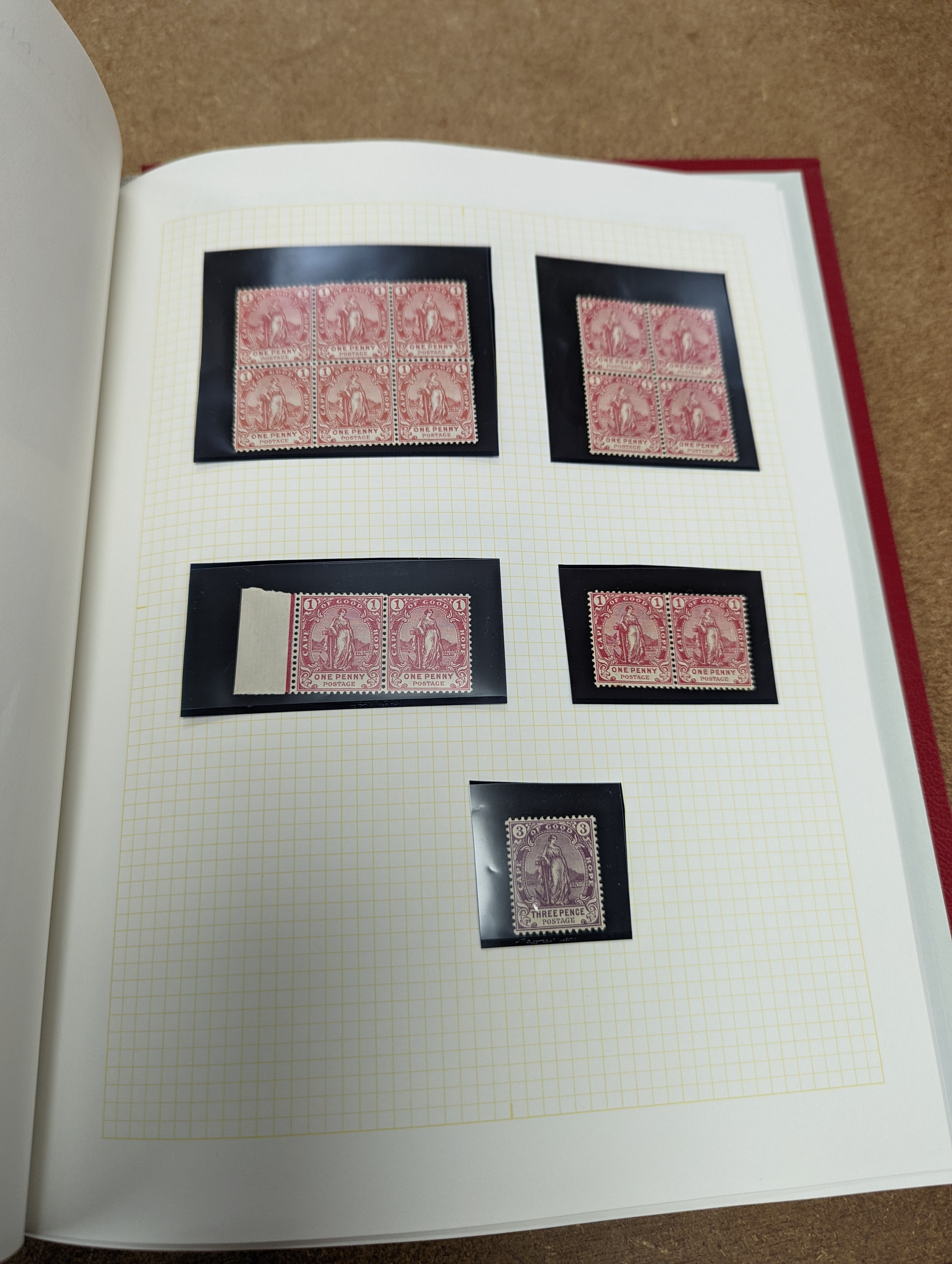 Cape of Good Hope - fine collection in 2 albums and stock book from 1853 1d used pair, 4d block of three used (and certificate), 1859 1sh dark green mint pair, 1861 1d woodblock used (sg 13a), 1863-64 1d, 4d and 6d mint